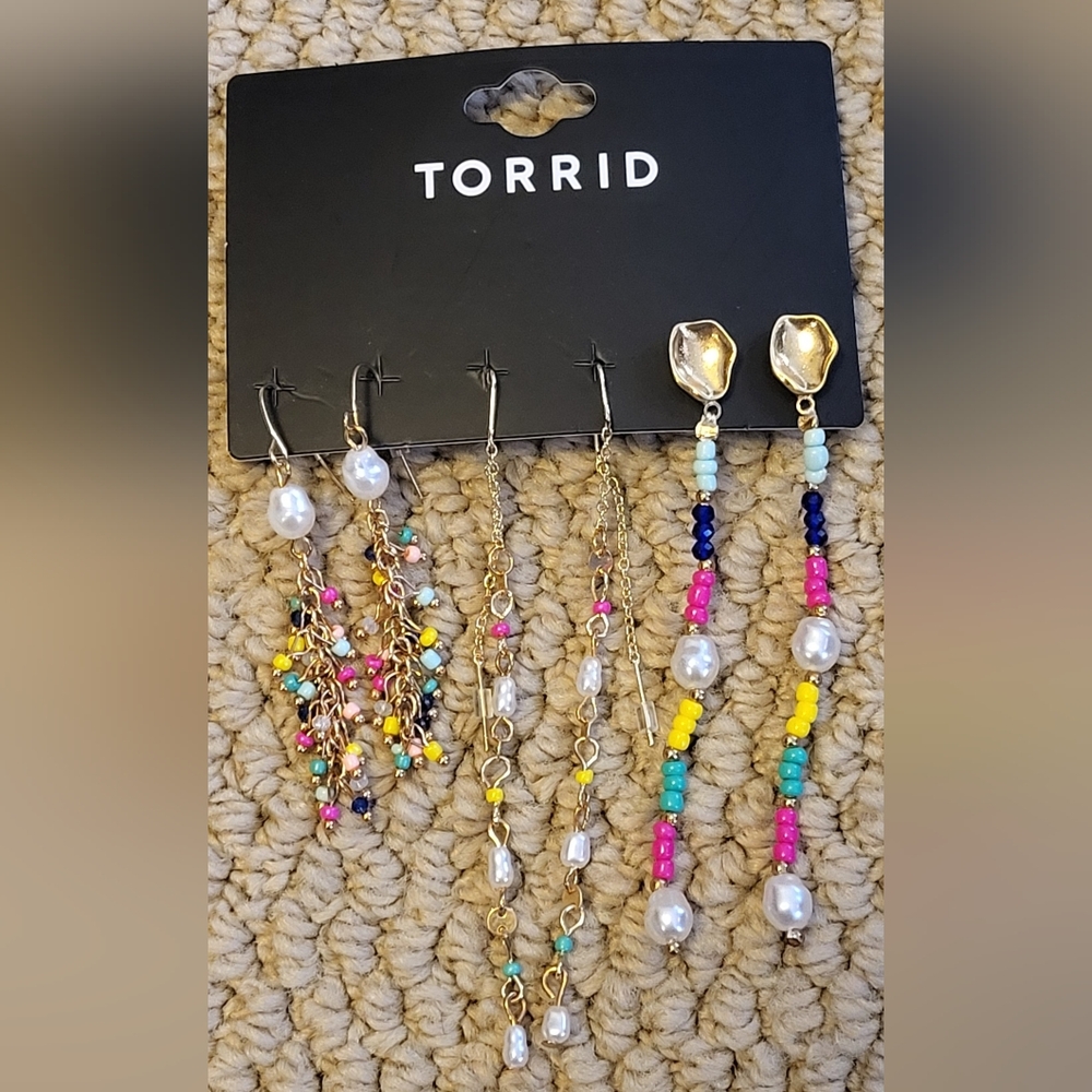 Torrid Vibrant Beaded and Pearl Earrings